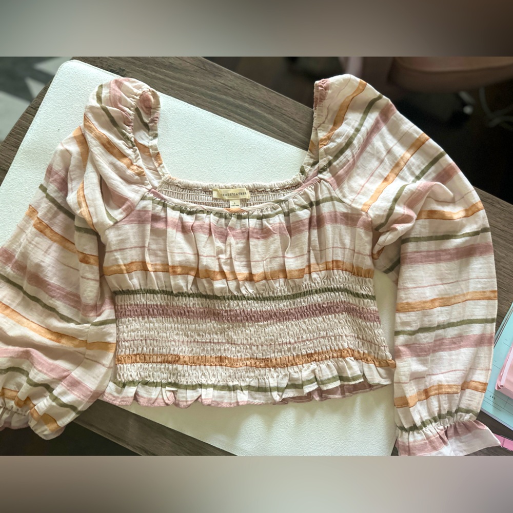 Grade & Gather Smocked Stripe Blouse for Women - Size small